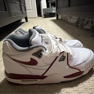 White and Red Sneakers Nike Flights